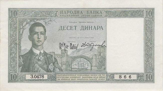Jugoslawien p.35 10 Dinara 1939